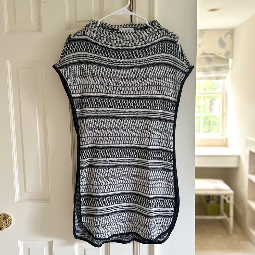 Waverly Grey Knit Tunic Faux Leather Piping